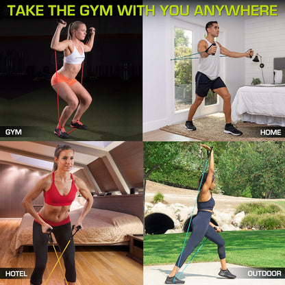 fit Single Stackable Resistance Bands with Door Anchor and Exercise Guide, 8-12 LB, Heavy Duty Fitness Tube for Full-Body Exercises and Home Workouts